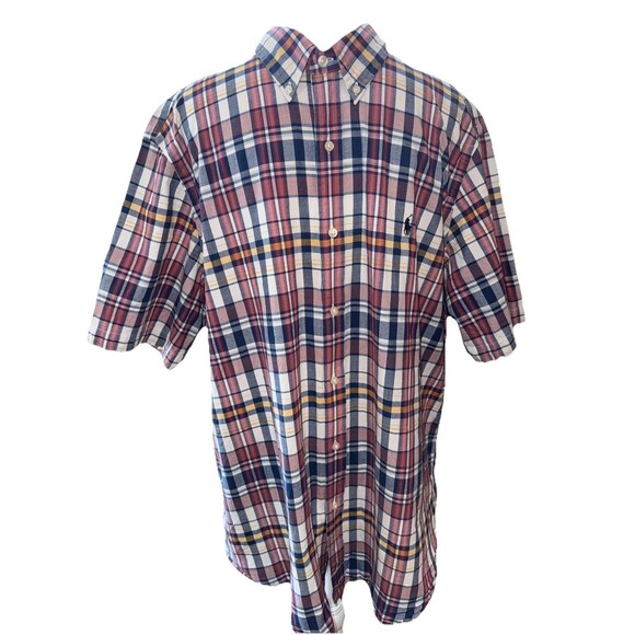 Ralph Lauren XXL Classic Fit Plaid Button Down Short Sleeve Shirt Lightweight - Picture 2 of 11